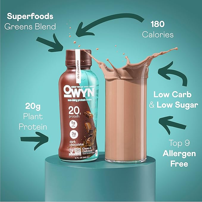 OWYN Only What You Need Protein Shake, 20g Vegan Protein, Ready to Drink, Dairy Free, Great Taste