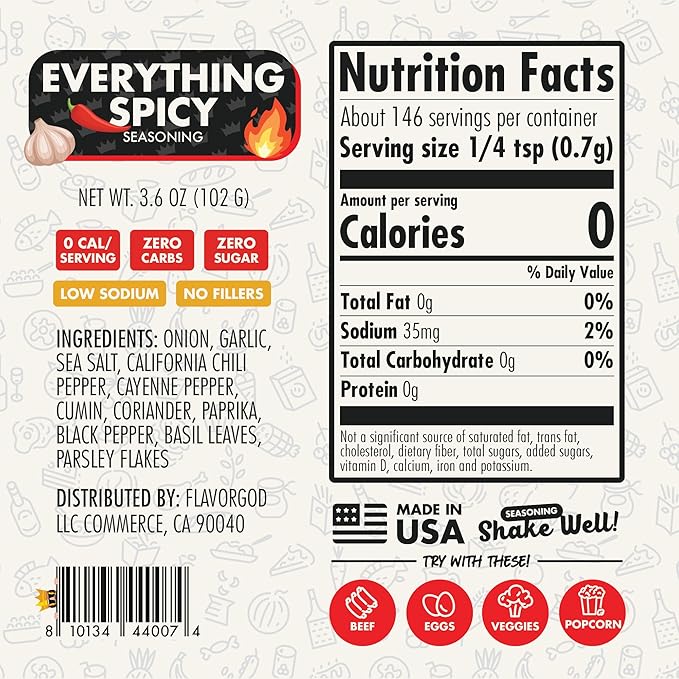 Everything Spicy Seasoning Mix by Flavor God - Premium All Natural & Healthy Spice Blend for Steak
