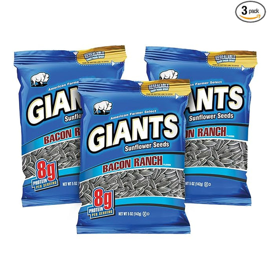 GIANTS Bacon Ranch Sunflower Seeds - Sunflower Seeds Bulk, Flavored Sunflower Seed Snack, Roasted