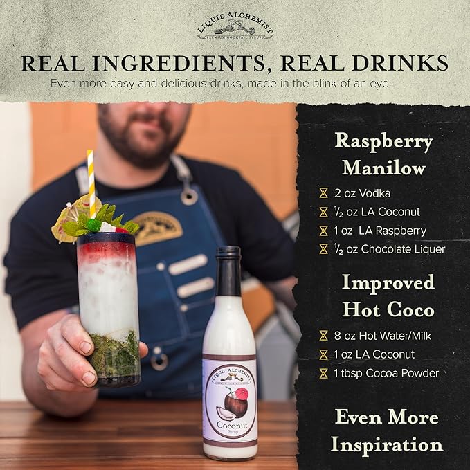 Liquid Alchemist Coconut Syrup for Drinks - Real Ingredients Make our Cream of Coconut Syrup a