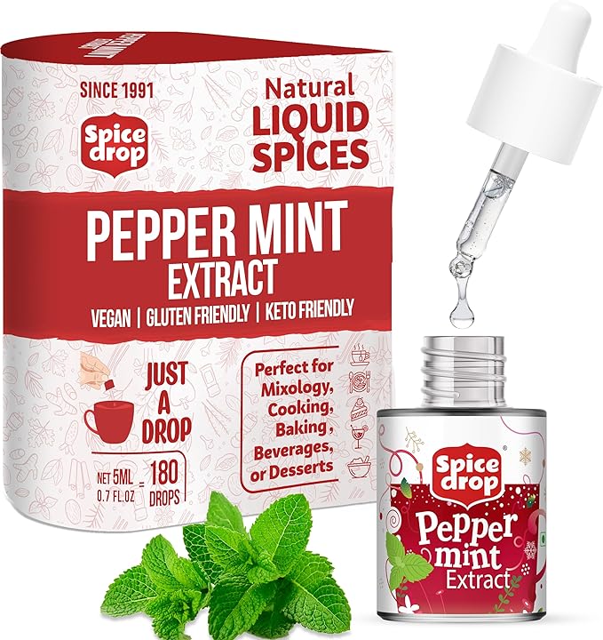 Spice Drop Peppermint Extract - Up to 180 Drops Per Bottle | Tea, Coffee, Cooking, Baking, Dessert
