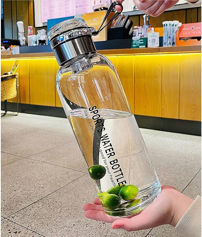 2L Glass Water Bottle with Strap Outdoor Travel Sports Portable Leak Proof Beverage Tea Glass
