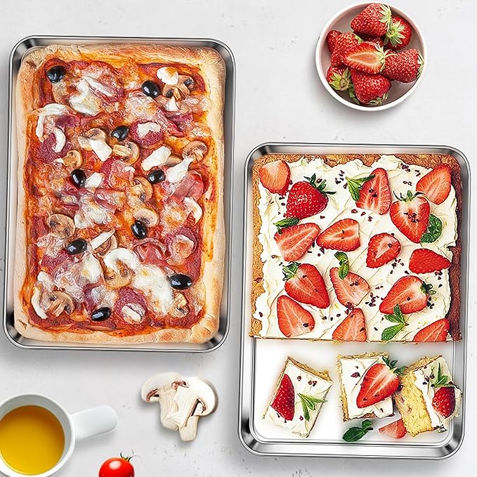 Homikit 1 Pack Baking Sheet, 9 x 13 Inches Stainless Steel Quarter Sheet Pan Set for Baking Cooking