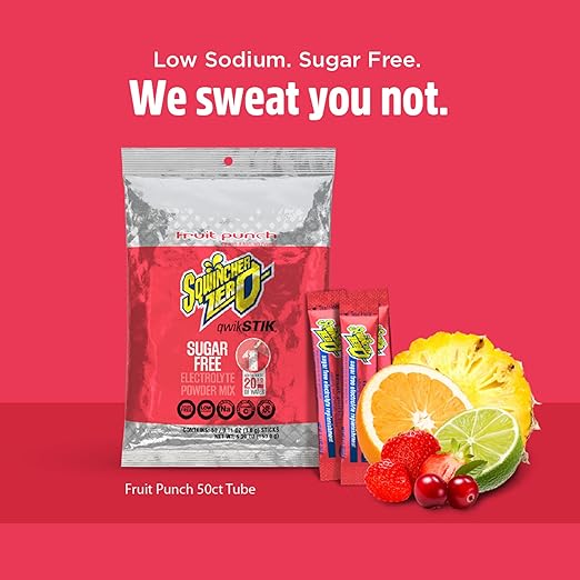 Sqwincher Zero Qwik Stik, Fruit Punch, Sugar Free, Low Calorie, Low Sodium Electrolyte Powder