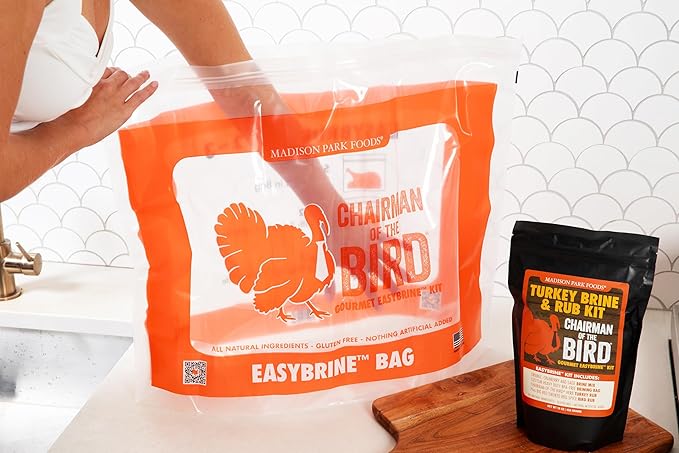 Chairman of the Bird Gourmet Turkey Brine Kit ??Premium Brine Mix, Custom BPA-Free XL Brine Bag and