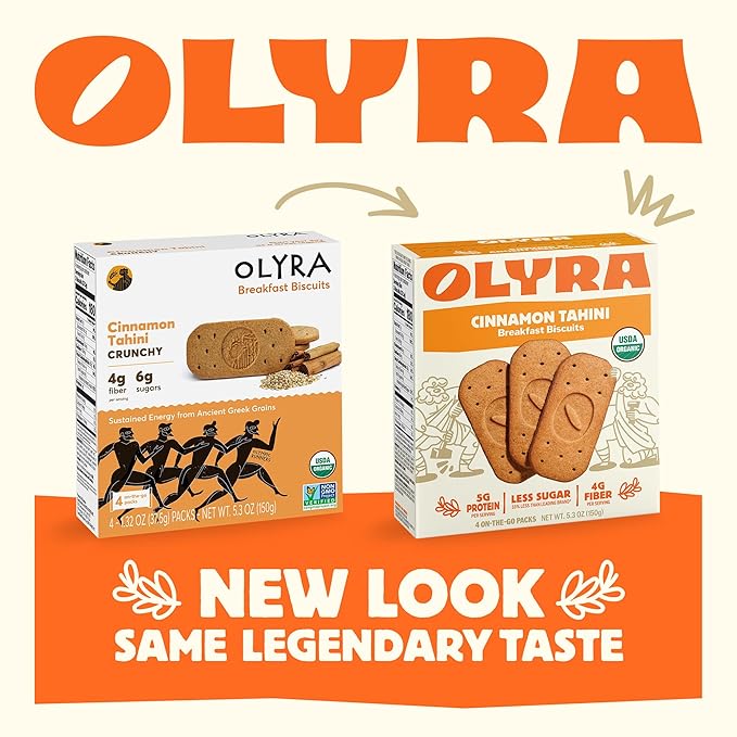 Olyra Breakfast Biscuits Cinnamon Tahini, Kids Healthy Snacks, Low Sugar, High Fiber, Plant-Based