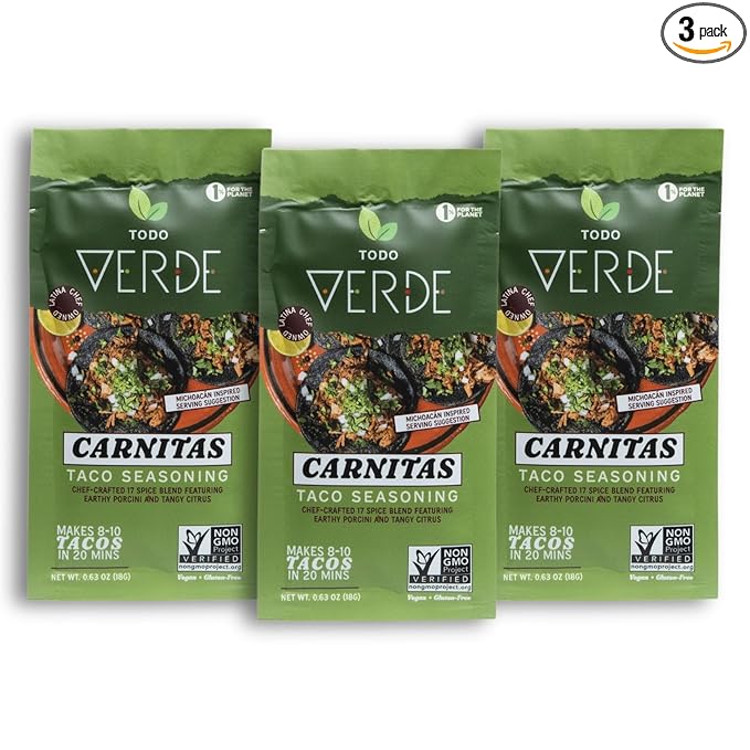 Carnitas Taco Seasoning Packets - Todo Verde | Chef Curated Blends with Porcini Mushroom & Black
