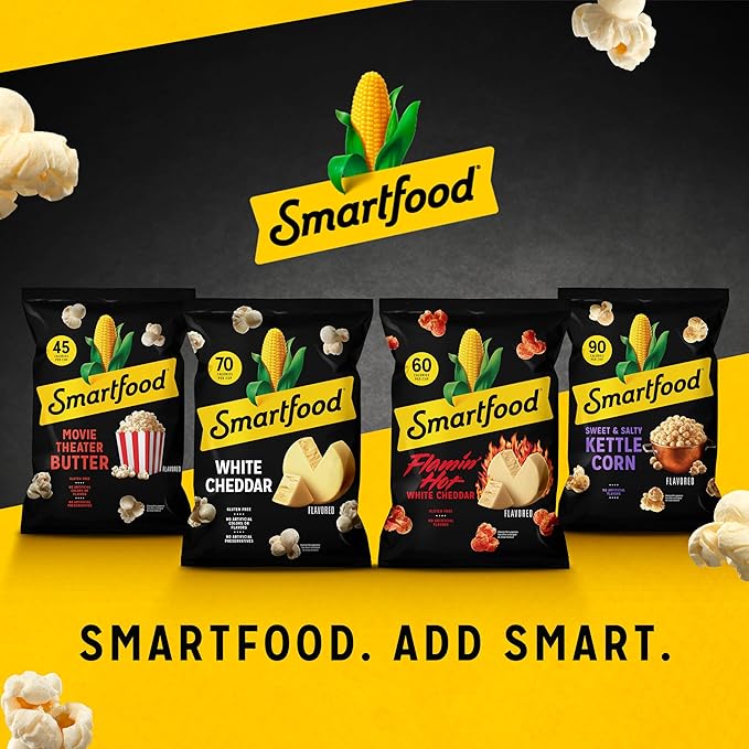 Smartfood Popcorn, White Cheddar and Flamin' Hot White Cheddar Variety Pack, 0.5 Ounce (Pack of 40)