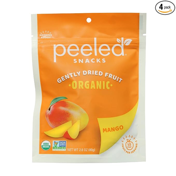 Peeled Snacks Organic Dried Fruit ??Healthy, Vegan Snacks for On-the-Go Lunch and More Mango 2.8 Oz