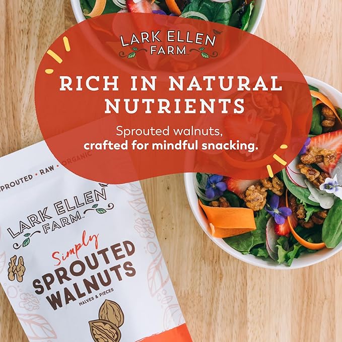 Lark Ellen Farm Organic Sprouted Walnuts ??Raw, Unsalted, Keto-Friendly, Healthy Vegan Snack