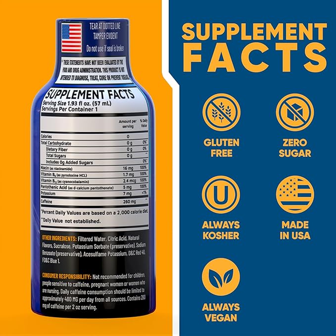 B12 Overload Extra Strength Energy Shot ??Mixed Berry ??260mg Caffeine, 14000% B12, Electrolytes