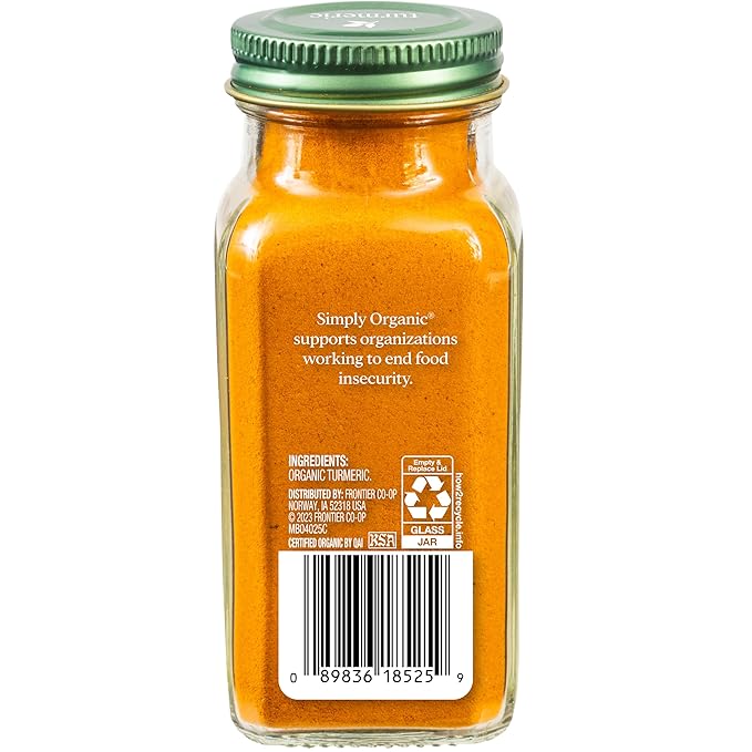 Simply Organic Ground Turmeric Root, 2.38 Ounce, Distinct Aroma, Ginger & Pepper-Like Flavor