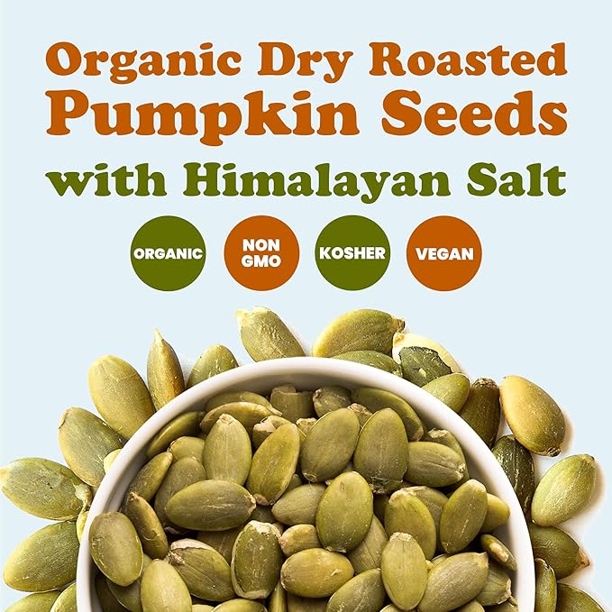 Food to Live Organic Dry Roasted Pumpkin Seed Kernels with Himalayan Salt, 8 Ounces Non-GMO, Oven
