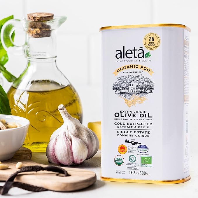 Aleta Farms Olive Oil Extra Virgin, USDA Organic, Single Estate PDO Polyphenol Rich Olive Oil, Cold