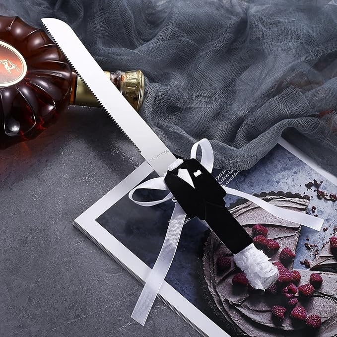 TANG SONG Rustic Wedding Cake Knife and Serving Set Bride & Groom Feature Wedding Cake Knife &