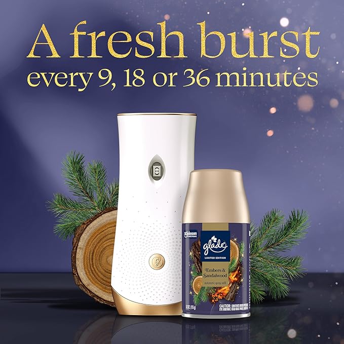 Glade Automatic Spray Refill, Embers & Sandalwood, Scented Air Freshener for Home and Bathroom, 6.2