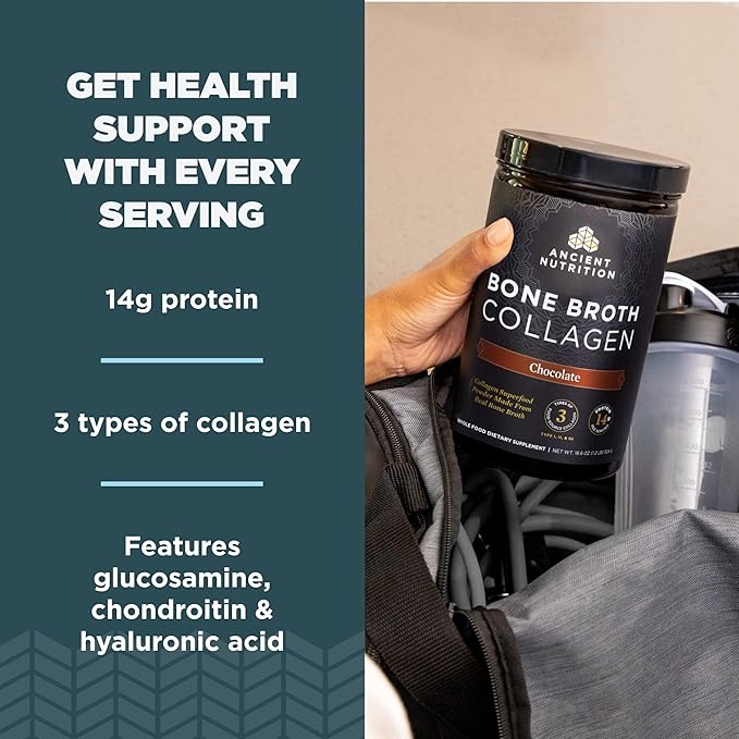 Ancient Nutrition Collagen Powder, Bone Broth Collagen, Chocolate, Hydrolyzed Multi Collagen