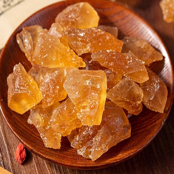 MOORCHOCO Natural Amber Hue sugarcane Rock Sugar Crystals for Tea and Coffee, Dissolves Quickly