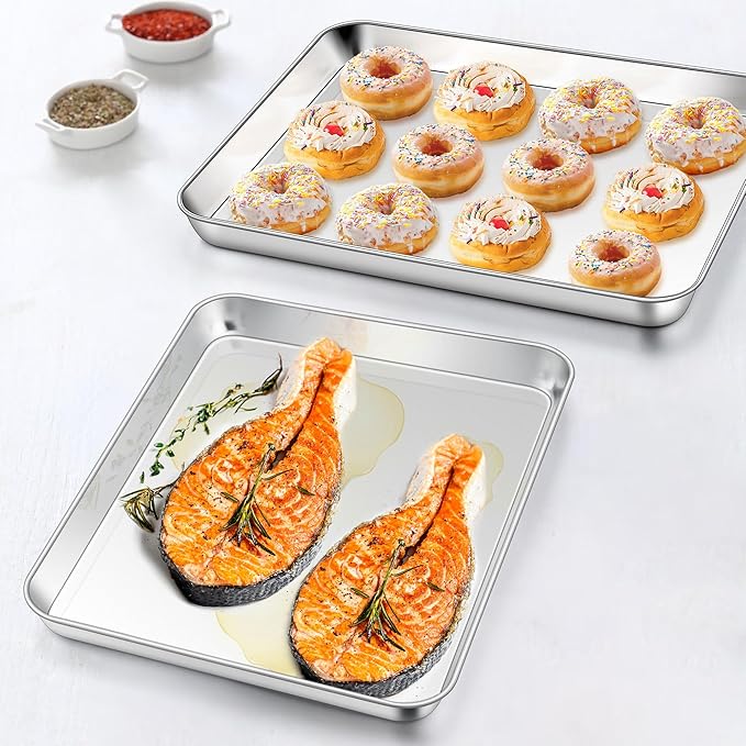 Homikit 1 Pack Baking Sheet, 9 x 13 Inches Stainless Steel Quarter Sheet Pan Set for Baking Cooking
