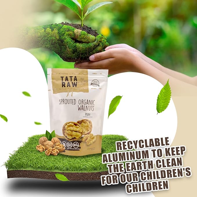 TATA RAW - Sprouted Organic Walnuts - PLAIN. Nothing Added - 3 lb