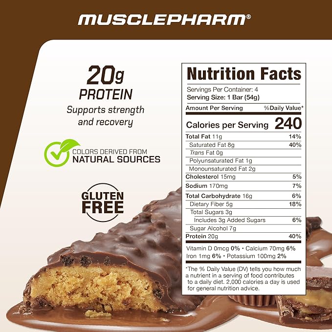 MusclePharm Combat Ready Chocolate Peanut Butter Cup, High Protein Bars, Combat Cravings, Fuel