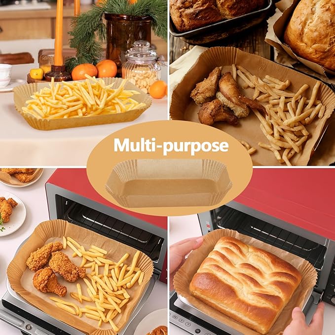 150 Pack 8.6x5.5" Air Fryer Liners, Parchment Paper Sheets For Ninja DZ201/DZ401 Dual Basket