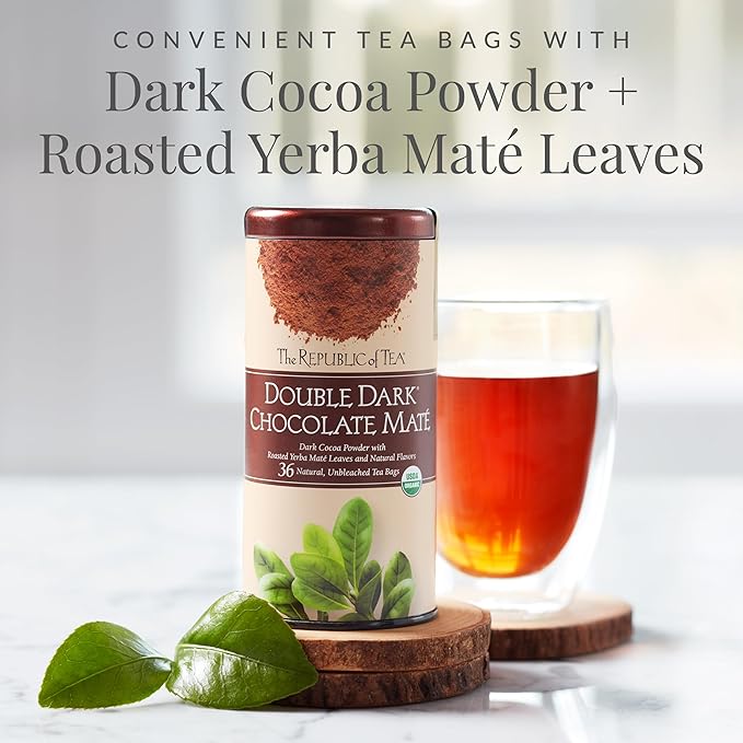 The Republic of Tea ??Organic Double Dark Chocolate Maté, Naturally Caffeinated Yerba Maté, Steeps
