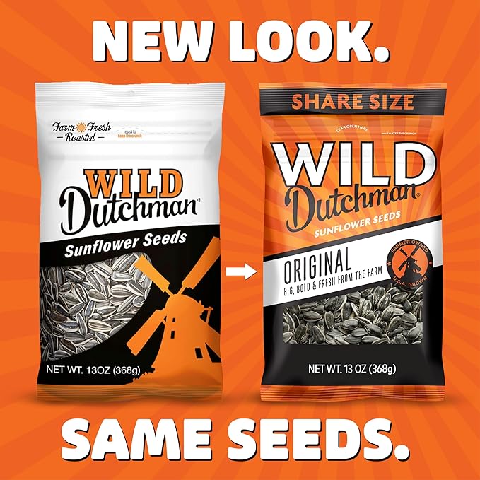 Wild Dutchman Roasted Sunflower Seeds in a Resealable Bag for Ultimate Freshness and an Easy Pour