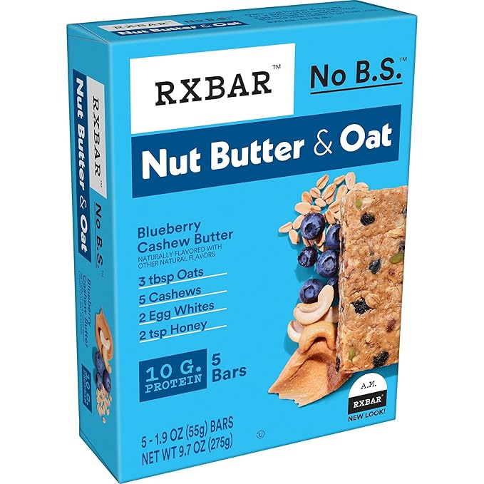 RXBAR Nut Butter and Oat Protein Bars, Protein Snacks, Snack Bars, Blueberry Cashew Butter (6