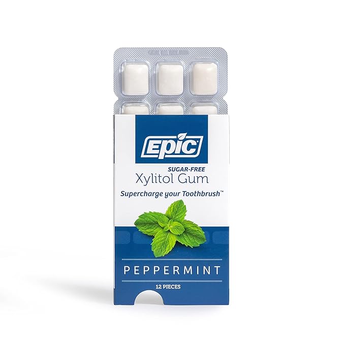 Epic 100% Xylitol Peppermint Chewing Gum - Sugar Free, Aspartame Free Dental Gum - Supports Oral