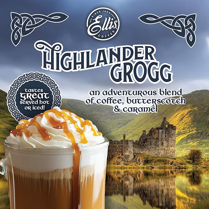 Ellis Coffee - Highlander Grogg - Flavored Single Serve Coffee Pods - For Use in Most K-cups and
