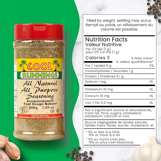 Cool Runnings All Natural All Purpose Seasoning 200g - No Salt, No Sugar, No Artificial Additives