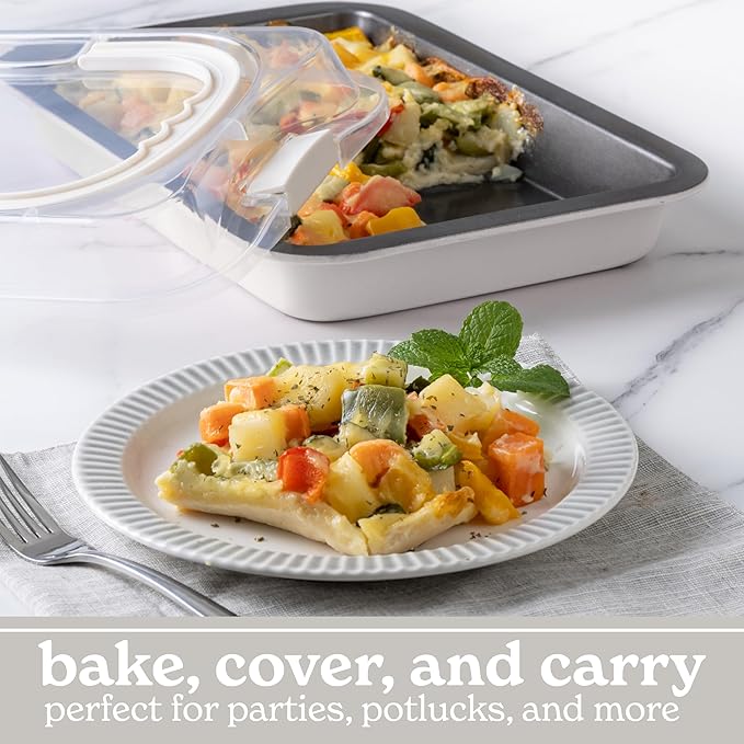 Country Kitchen Baking Pans Set - 10 Piece Non-Stick Cake Pans with Carry Lids for Easy Storage &