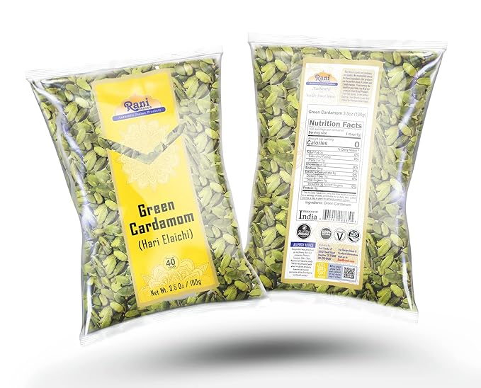 Rani Green Cardamom Pods Spice (Hari Elachi) 3.5oz (100g) ~ All Natural | Vegan | Gluten Friendly |