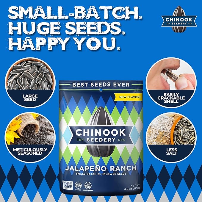 Chinook Seedery Roasted Jumbo Sunflower Seeds - Keto Snacks, Gluten-Free, Non-GMO, Jalapeno Ranch 4