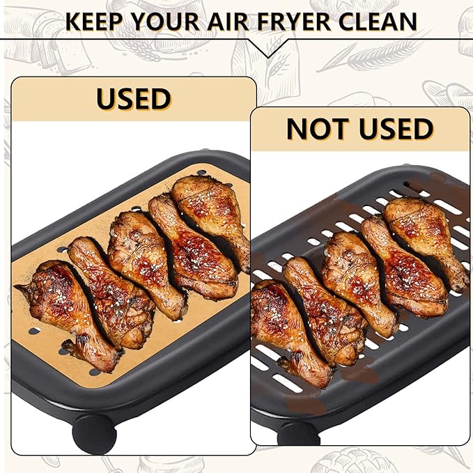 200 Sheets Air Fryer Disposable Paper Liner Compatible with Ninja DZ201/DZ401 Dual Airfryer