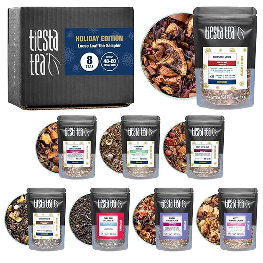 Tiesta Tea - Holiday Tea Sampler Dry Flight Set, Loose Leaf, High to No Caffeine Hot & Iced