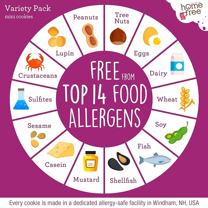 Homefree Mini Cookies Variety Pack, Gluten Free, Nut Free, Vegan, Cookie Snack Packs, School Safe
