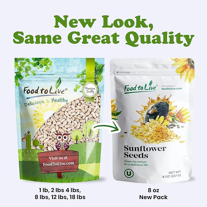 Food to Live Sunflower Seeds, 12 Pounds – Non-GMO Verified, Kernels, No Shell, Kosher, Raw, Vegan