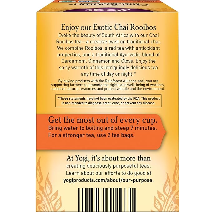 Yogi Tea Chai Rooibos Tea - 16 Tea Bags per Pack (6 Packs) - Spiced Organic Rooibos Tea - Provides