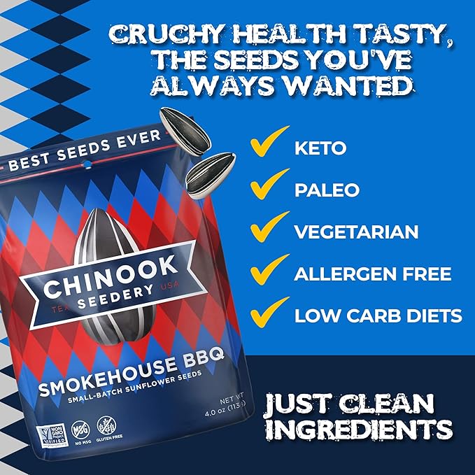 Chinook Seedery Roasted Sunflower Seeds - Jumbo Seeds Keto Snacks - Best For Snack Packs - Gluten