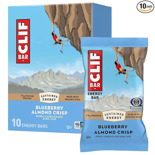 CLIF BAR - Blueberry Almond Crisp - Made with Organic Oats - Energy Bars - Non-GMO - Plant Based
