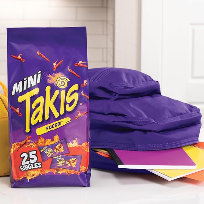 Takis Fuego Mini 25 pc / 1.23 oz Bite Size Multipack, Hot Chili Pepper & Lime Flavored Extreme
