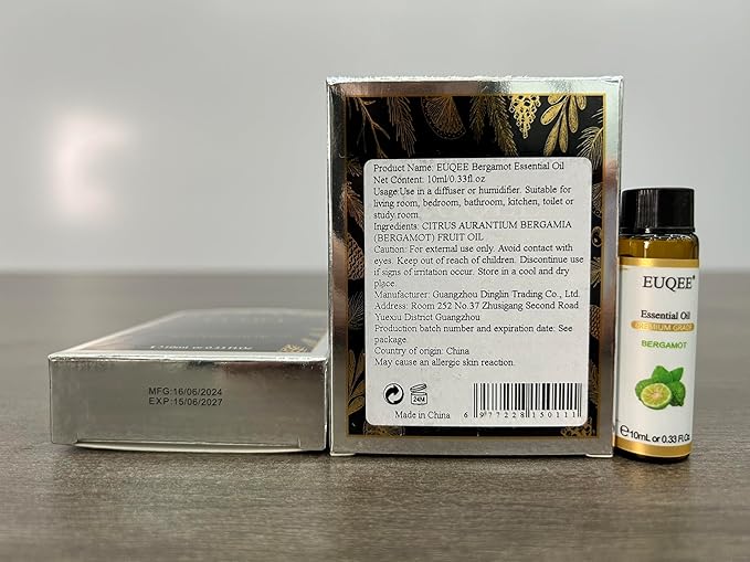 Bergamot Essential Oil Pure Bergamot Oil with Glass Dropper for Diffusers, Humidifier, Candle