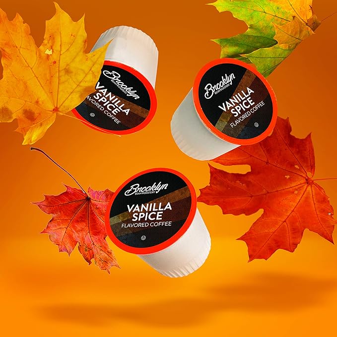 Brooklyn Beans Roastery Vanilla Spice Flavored Coffee Pods - Compatible with Keurig K Cup Brewers