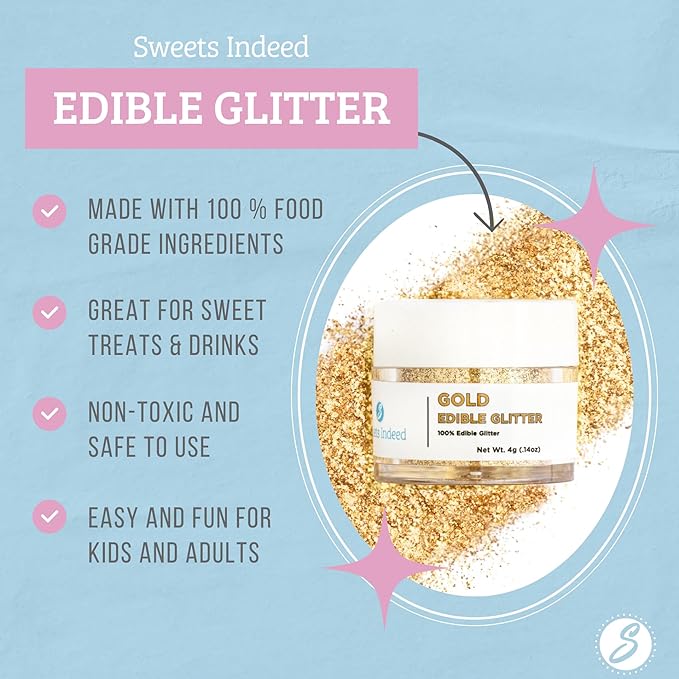 Sweets Indeed Edible Glitter, Perfect for Drinks, Cocktails, Beverages & Cake Decorating, Dessert