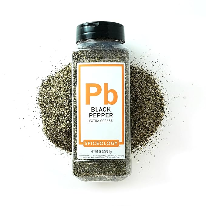 Spiceology - 18 Mesh Ground Black Pepper - Semi-Coarse - For Use On: Beef, Pork, Chicken, Fish