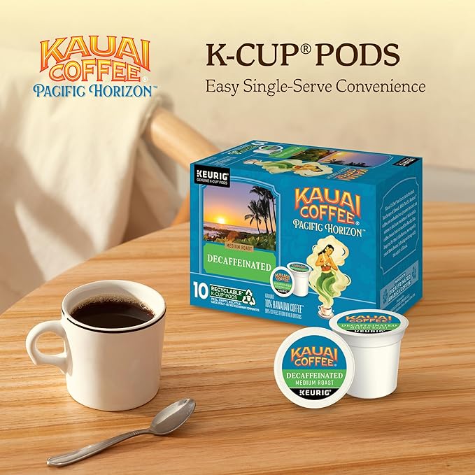 Kauai Coffee K-Cup Pods for Keurig Brewers – Arabica Coffee, 10% Hawaiian – Medium Roast, Bright