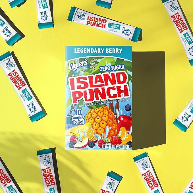 Wyler?셲 Light Island Punch Singles To Go, Legendary Berry, 10-Count per Box (12 Pack) ??Low Calorie