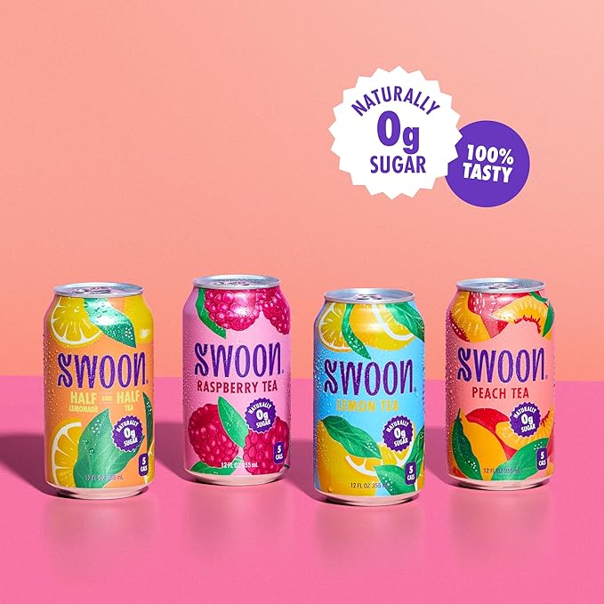 Swoon Sugar Free Iced Tea Classics Variety Pack - Zero Sugar Drinks in Lemon, Raspberry, Peach
